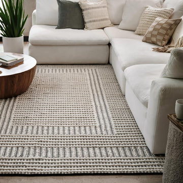 Devon Ivory Striped Hand Woven Wool Area Rug