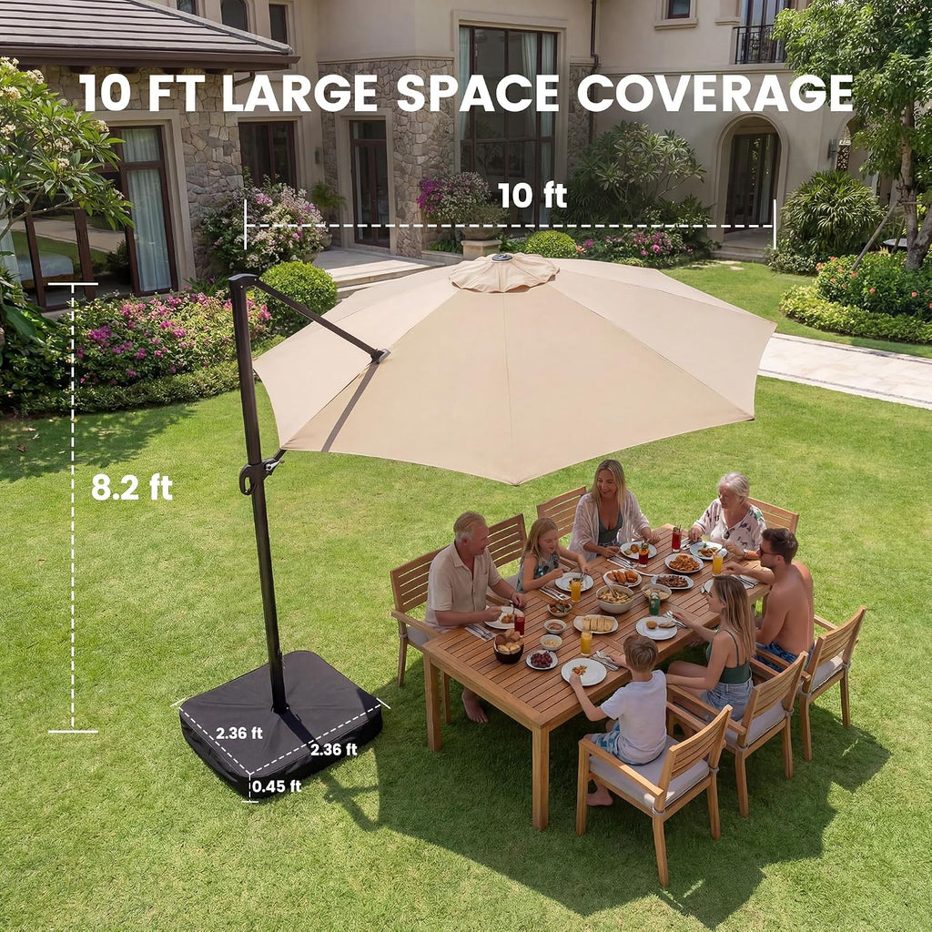 9' x 12' Cantilever Offset Patio Umbrella with Base Included