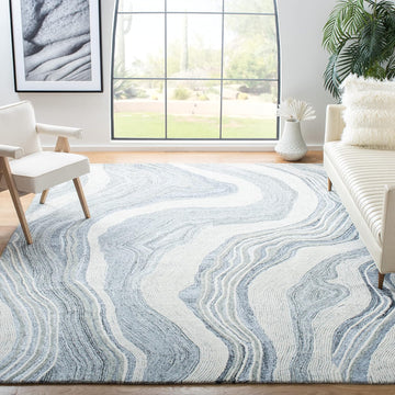 Area Rug - Fifth Avenue - Large - Grey & Ivory, Handmade Wool, Mid-Century Modern Design