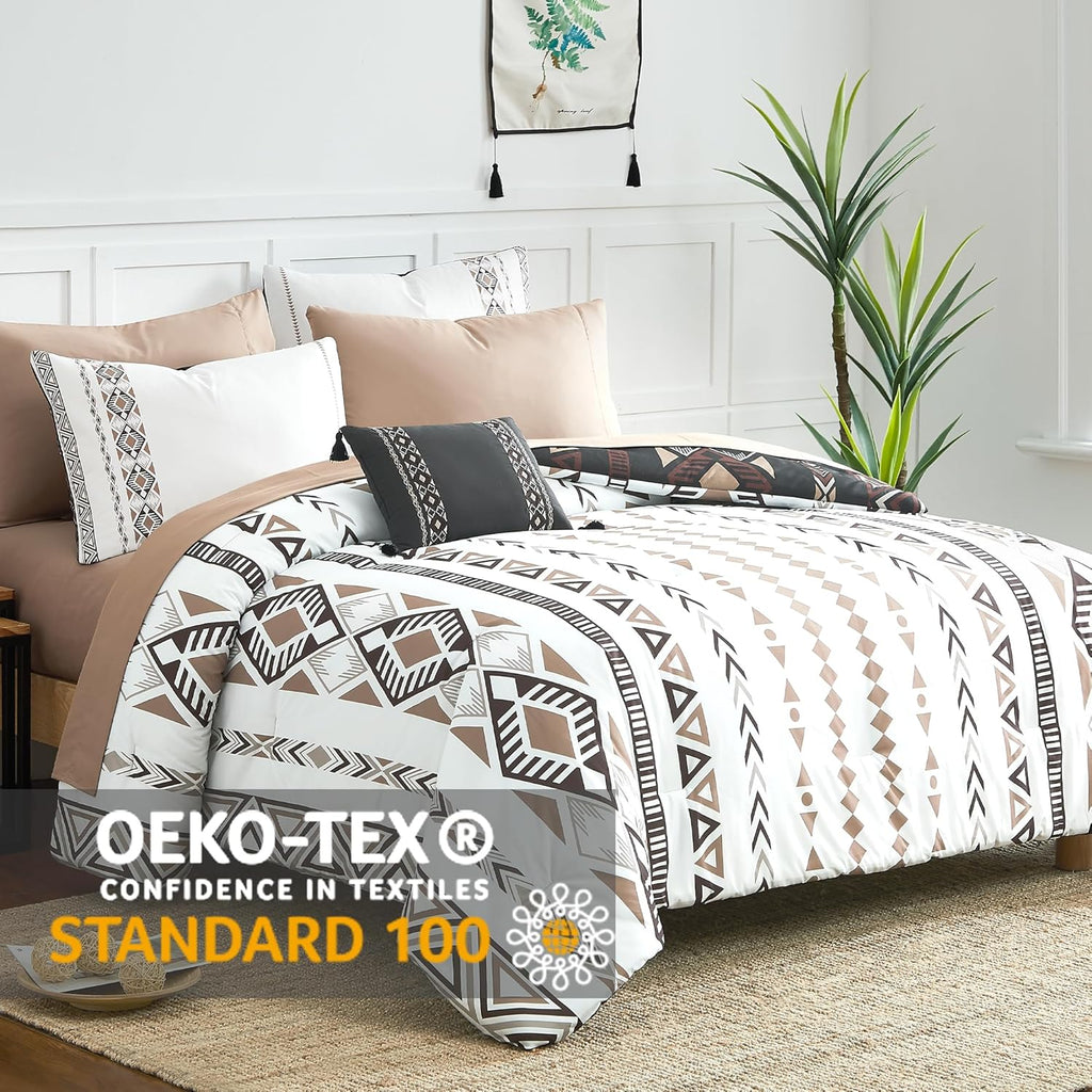 Comforter Set - 7 Pieces Boho Bed in a Bag, Western Bedding Set for All Seasons
