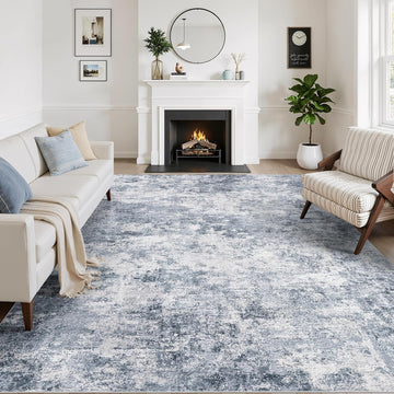 10x14 Area Rugs for Living Room : Machine Washable - Non Slip Modern Abstract Rug