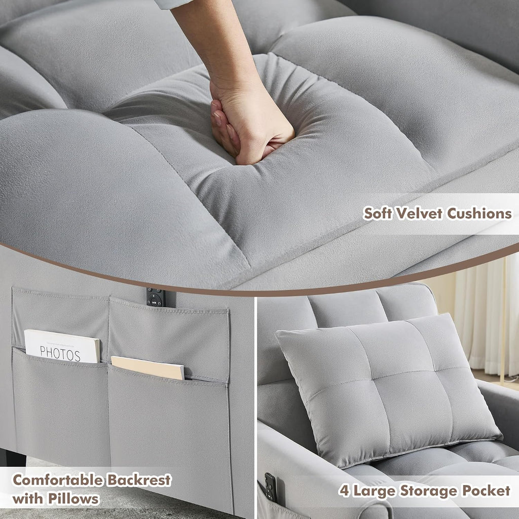 Convertible Sleeper Chair, 3 in 1 Sleeper Chair Bed Pull Out Sofa Bed Chairs, Single Sofa Beds with Adjustable