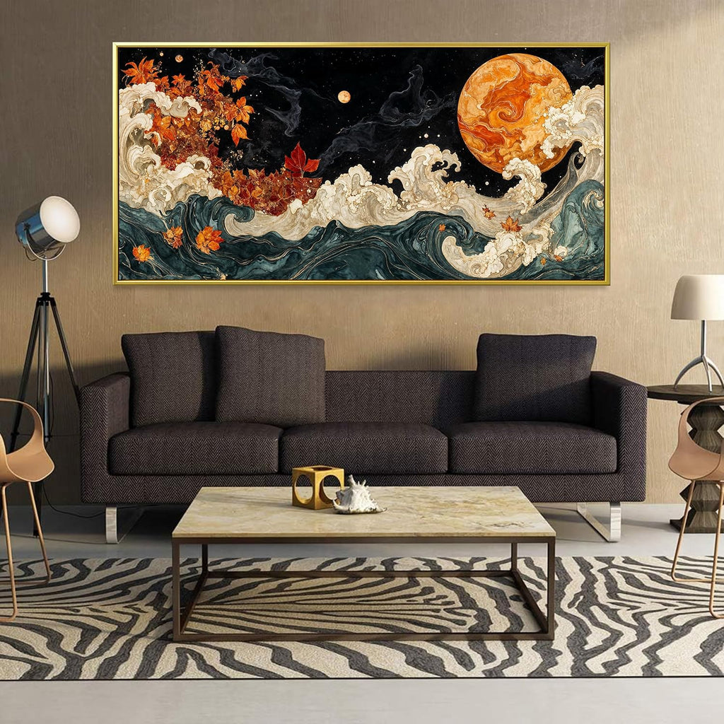 Large Wall Art Gold Framed Wall Art Prints Boho Abstract Colorful Canvas Art Wall Decor Painting Pictures Abstract