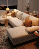 U-Shaped Sectional Couches for Living Room | 112 Inch Modern Sectional Couch | Warm White Chenille Sofa with Double