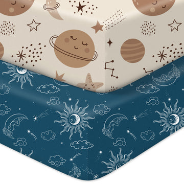 Baby Crib Sheets 2 Pack for Boys and Girls Fit for Standard Crib Toddler Mattress Breathable Soft Microfiber Baby