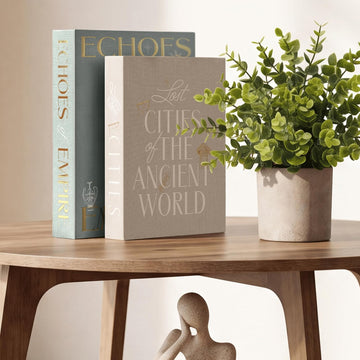 Decorative Books Decor - Beige & Sage Linen Faux Books for Decoration: Aesthetic Fake Book Shelf, Living Room