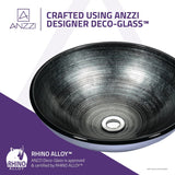 Stella Tempered Glass Vessel Bowl Sink in Preccious Storm | Dark Grey Charcoal Mount Bathroom Sinks Above