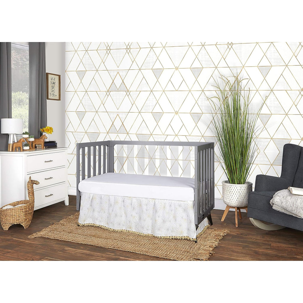 Acrylic 4 in 1 Convertible Crib Toddler Rail I Easily Coverts to Toddler Bed & I Acrylic Slats, Pebble
