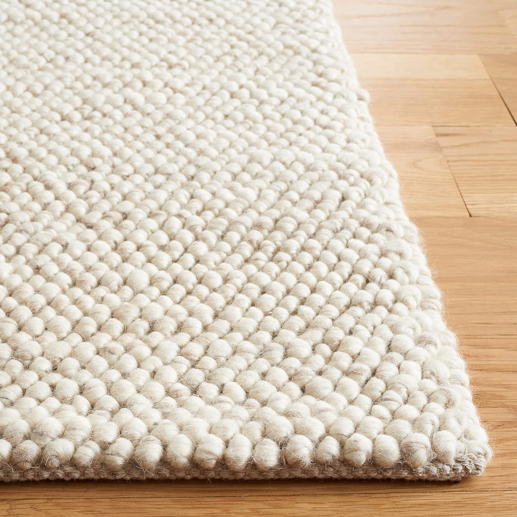 Area Rug 8x10 - Natura - Large - Beige & Ivory, Handmade Wool Blend, Textured Design