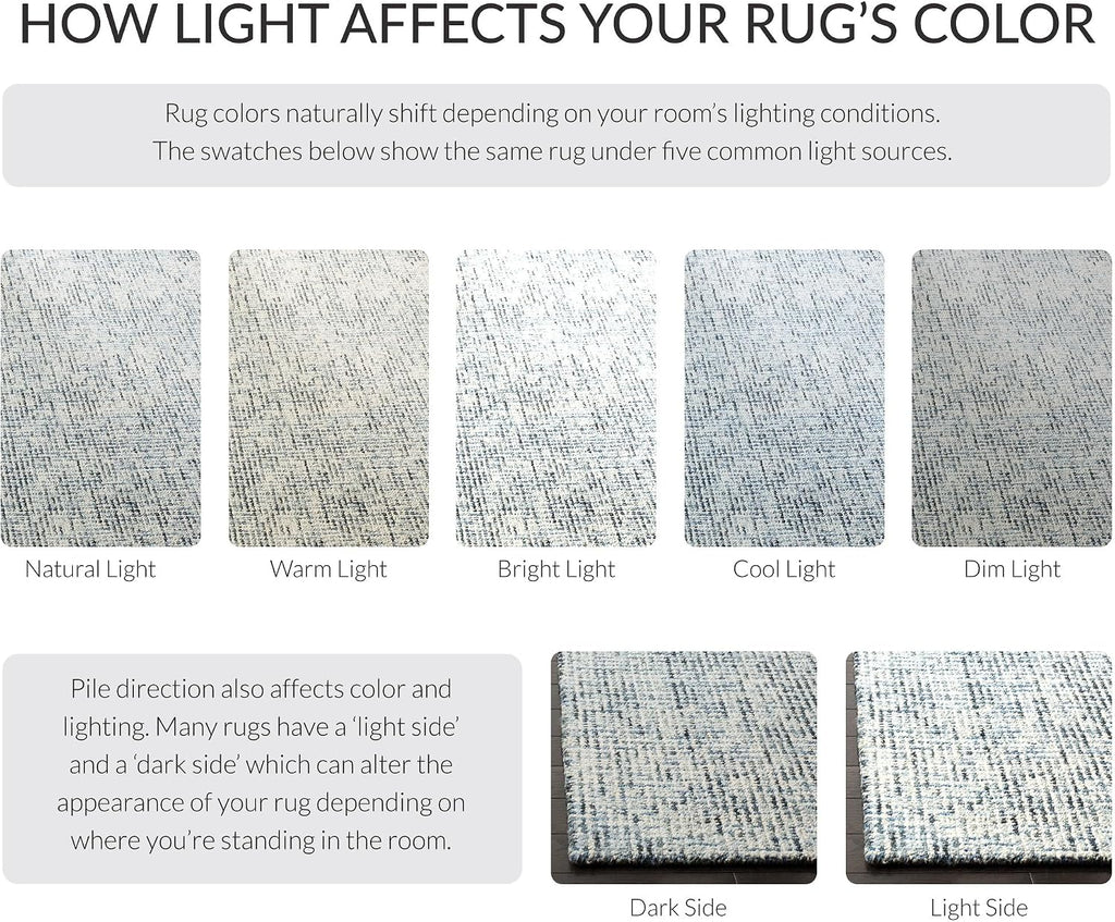 Abstract Area Rug 9x12, Wool Handmade Blue & Charcoal ABT468B