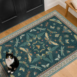 Teal 3x5 Entryway Rug - Door Rug Indoor for Large Kitchen, Living Room, Washable Low Pile Insect Déc