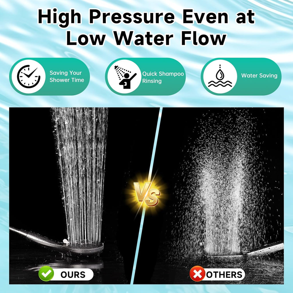High Pressure Shower Head with Handheld, 9 Spray Settings Showerhead Built in Power Wash to Clean Tub and Pets