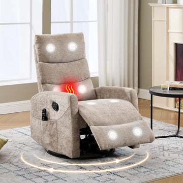 Manual Swivel Rocker Recliner Chair for Adults, Overstuffed Reclining Glider Chair for Nursing with Vibration Massage