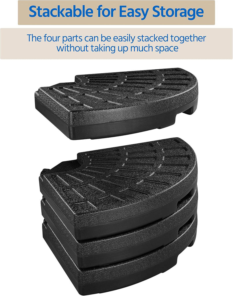 4-Piece 160lb Cantilever Offset Umbrella Base Water & Sand Filled Patio Market Stand Circular Base Stand w/Carry
