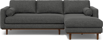 Morrison Right Sectional Sofa in Woven-Blend Recycled Polyester Fabric, Charcoal Grey, 102-inches Wide, L-Shaped