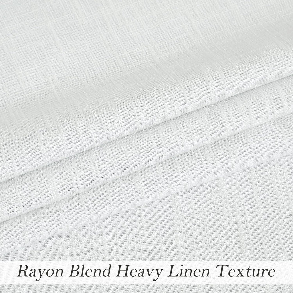 Full Blackout Window Curtains - Noise Reducing, Thermal Insulated, Heavy Linen Texture, 8 Grommets, Cream White
