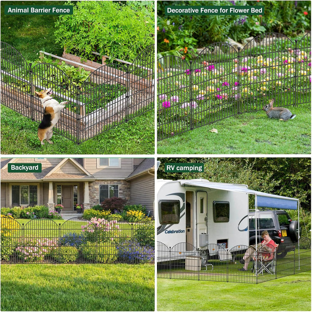 12 Pack No Dig Decorative Garden Fence Panels with Gate, 40in(H) x 29ft(L), Dog Fence Outdoor for Yard, Rustproof