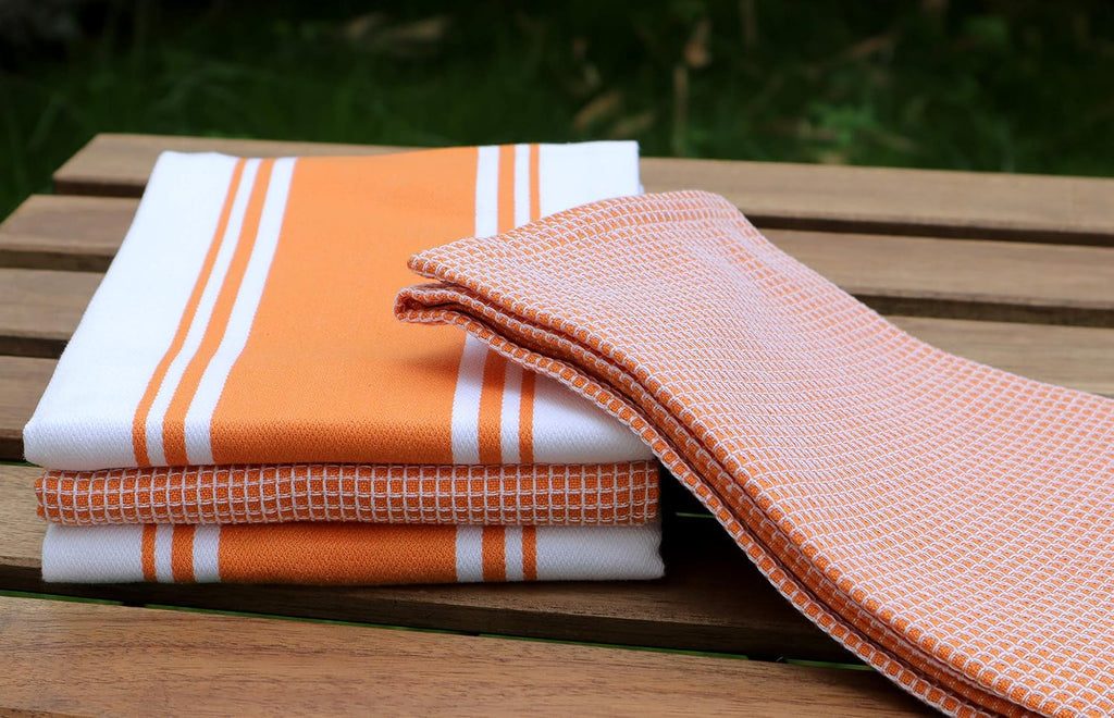Kitchen Towels - Set of 4 Highly Absorbent, Ultra Soft Waffle Weave Tea Towel with Hanging Loop - 20x28 Inch Quick