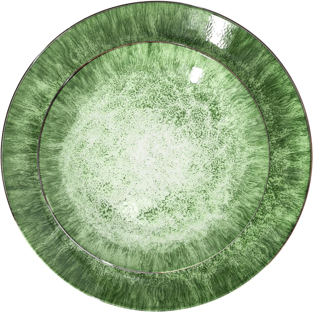 Oceanus 16 Piece Round Shape Porcelain Double Bowl Dinnerware Set, Tableware Set, Table Setting- Service for 4 (Green)