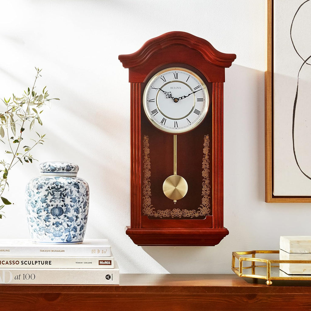 Bulova C4443 Baronet Chiming Clock, Finish, Mahogany