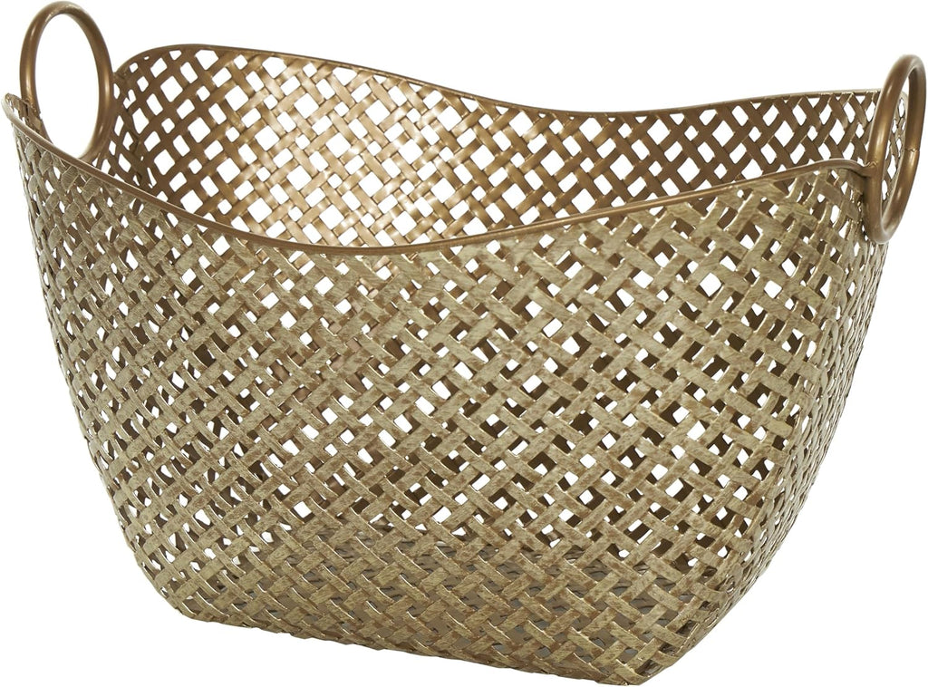 79 Metal Handmade Decorative and Functional Storage Basket Woven Inspired Basket Organizer with Handles, Basket for
