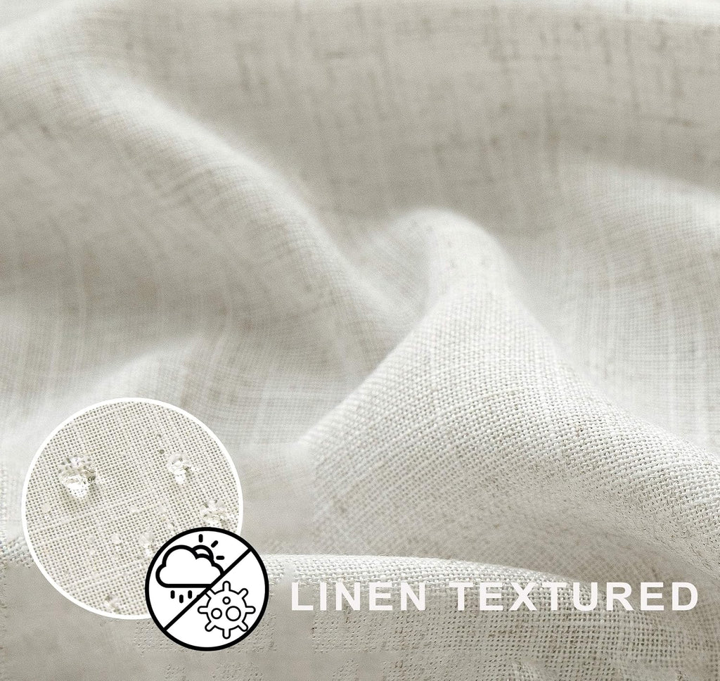 Linen Shower Curtain,Boho Farmhouse Shower Curtains ,Bath Decor Natural Cloth Cotton Look Polyester Waterproof Fabric