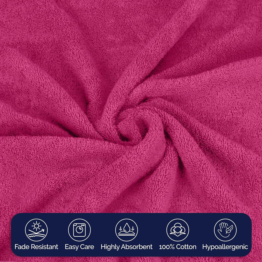 Premium Cotton 6-Piece Towel Set, Includes 2 Washcloths, 2 Hand Towels and 2 Bath Towels, 100% Turkish Cotton