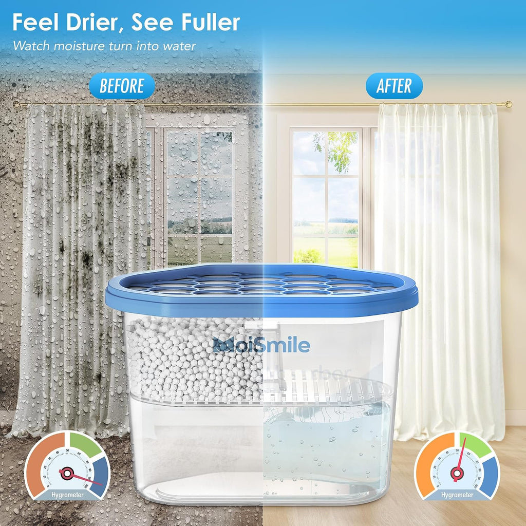 Moisture Absorbers, Efficient Humidity Absorber ＆ Odor Eliminator Boxes, Refillable Car Dehumidifier for Closet
