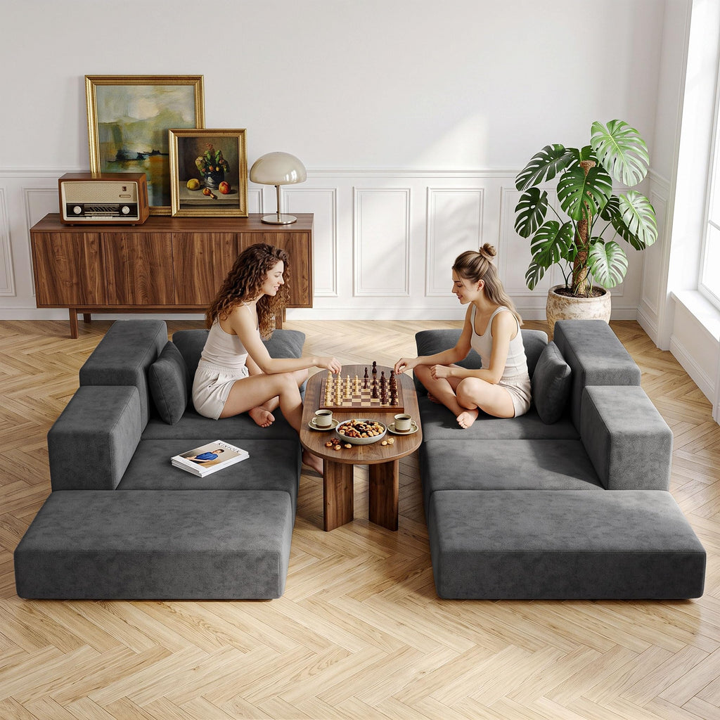 Cloud Modular Sectional Sofa, Comfy Boneless Couch, Modern L-Shaped Couch with Reversible Chaise, Customizable