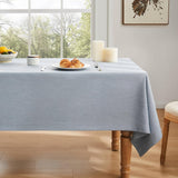 Basic Linen Textured Table Cloth, 60 x 120 Inch Chambray Blue, Farmhouse Style Light Blue Rectangle 