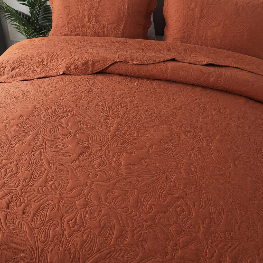 Quilt Bedding Set - 3 Piece Microfiber Quilt Sets Lightweight Bedspreads Reversible Coverlets Retro Bed Cover