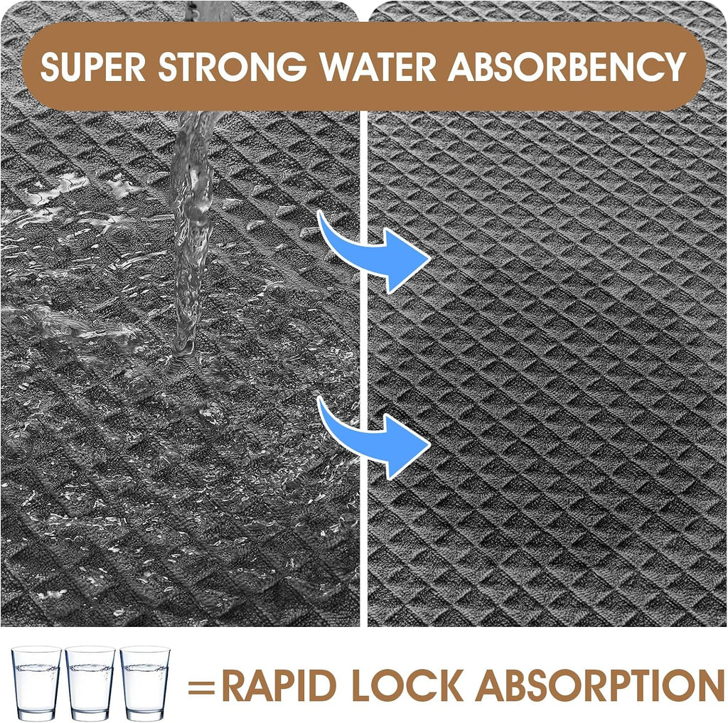 Memory Foam Bath Mat Set 3 Piece, Ultra Soft Absorbent Waffle Bathroom Rugs, Super Non-Slip PVC Backing Bath Rug