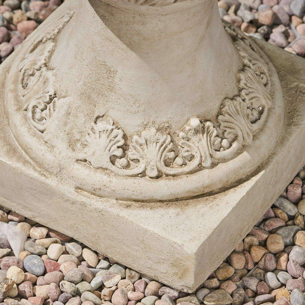 Great Deal Furniture Chalice Garden Urn Planter, Roman, Botanical, Antique White Lightweight Concrete