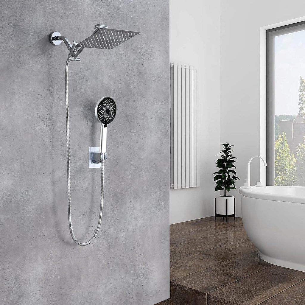 Shower Head,8”Rain Shower Head with Handheld Spray Combo with 11'' Angle Adjustable Extension Arm/Flow