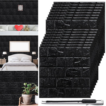 60 Pcs 58 Sq ft 3D Wall Panels Peel and Stick, Black