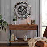 Inch Large Moving Gear Wall Clock,Industrial Steampunk Decor,Decorative Wall Clock for Modern Farmhouse Living Room Decor,Gunmetal...