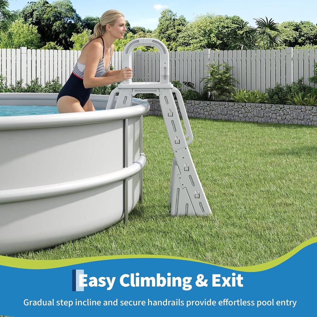 A-Frame Above Ground Pool Ladder, Fits 48-56 Inch Above Ground Pools | HDPE Entry Stairs, with Non-Slip Steps