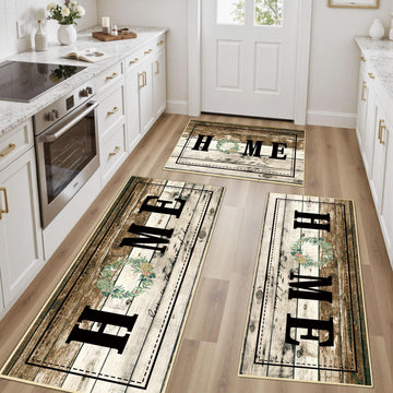 Kitchen Rugs Non Slip Washable Farmhouse Kitchen Mats for Floor, Wooden