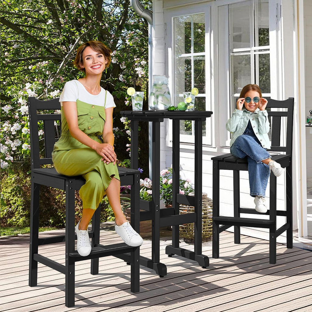 Outdoor Bar Stools Set of 2, HDPE 44 Inch Tall Adirondack Chairs Bar Chairs, Weather Resistance Bar Height Chair