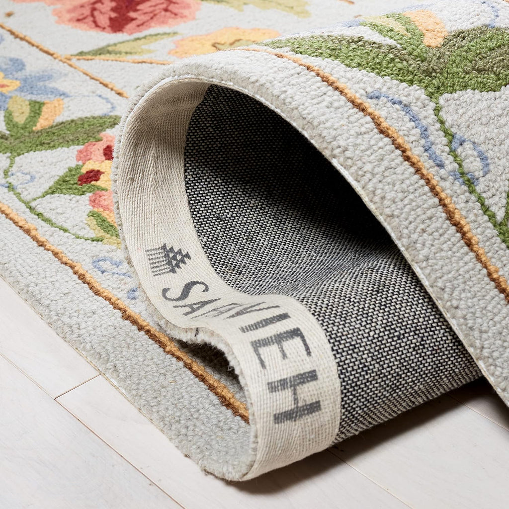 Chelsea Area Rug - 9' x 12', Grey, Hand-Hooked French Country Floral Wool
