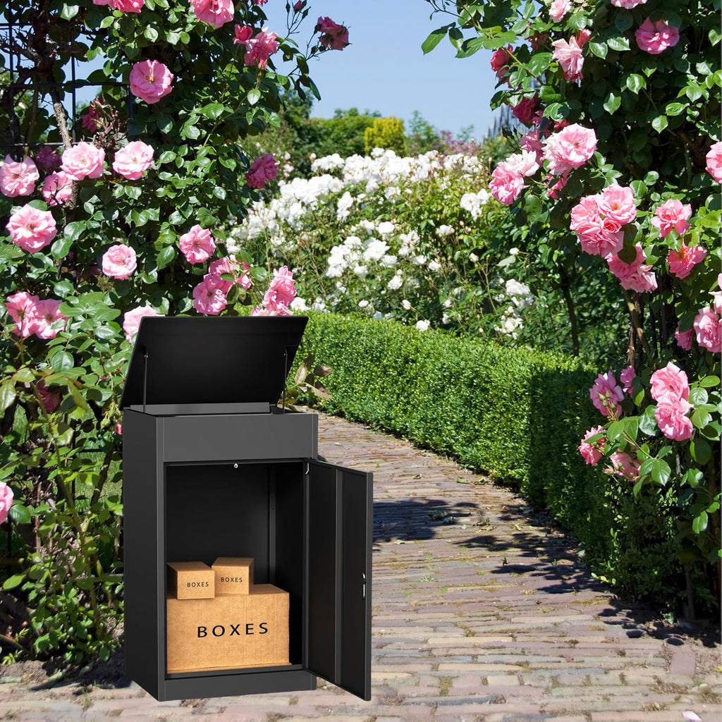 33.5Inch/85CM Express Package Delivery Boxes Large Space Black Parcel Drop Boxes with Lock