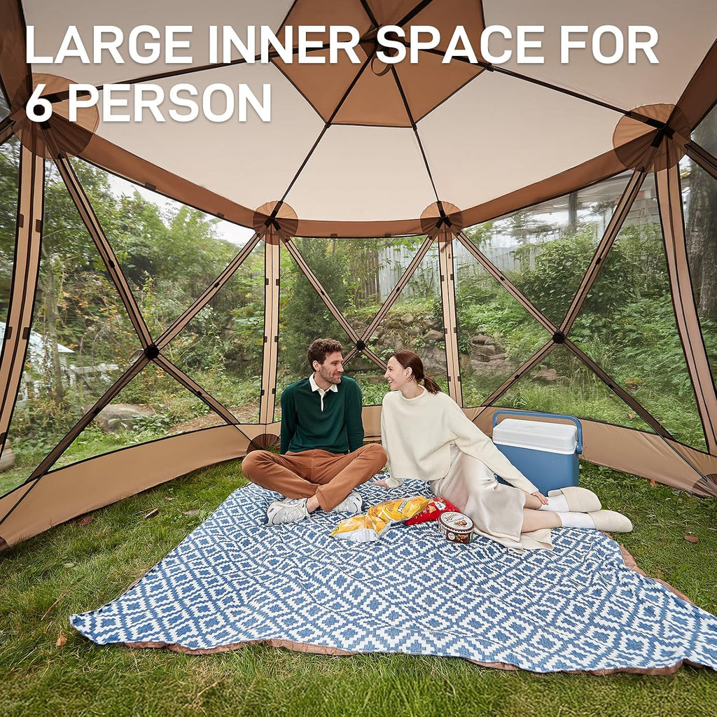 Pop up Screen House Tent 11.5 x 9.8 ft, Instant Screened Gazebo Canopy with Netting, Portable Shelter Enclosure Khaki
