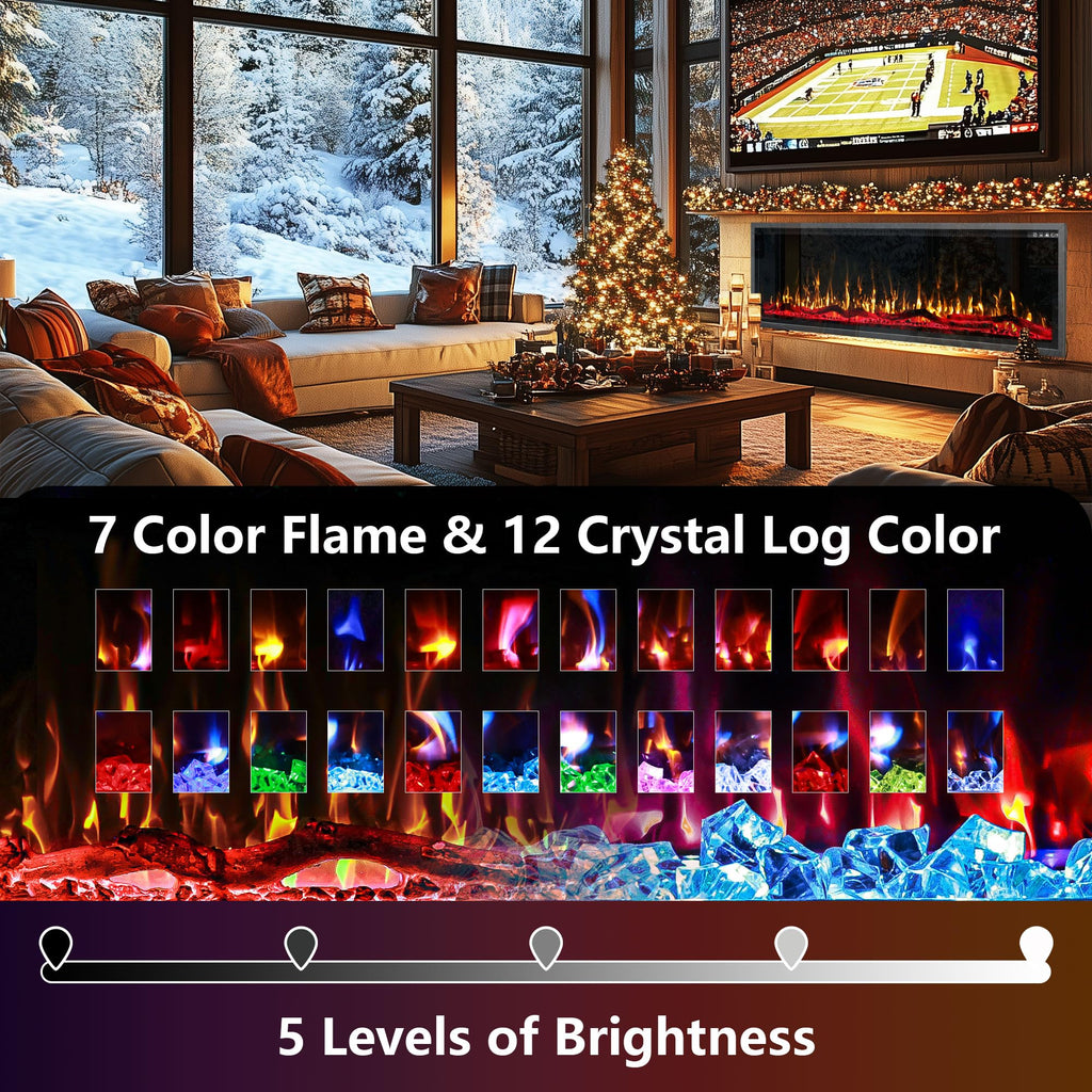 50" Electric Fireplace Linear with Temperature Control