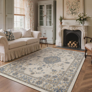 5X7 Area Rug, Washable Boho Medallion Non Slip Thin