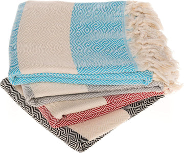 4 Pack Oversized Turkish Towels Set and Pool - 100% Cotton 39 x 70 inch - Large Absorbent Fast Drying - Towel for