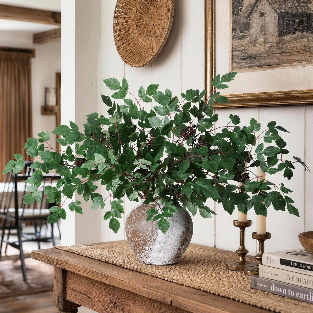 Artificial Cimicifuga Plant Leaf Spray Stems 4PCS Fake Greenery Branches 28.7 in Faux Leaves Real Touch Silk Plants