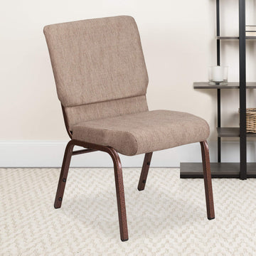 Beige Fabric 18.5"W Stacking Church Chair