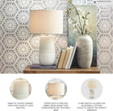 Signature Design by Ashley Shavon Contemporary 27" Textured Neutral Glaze Table Lamp, Beige & White