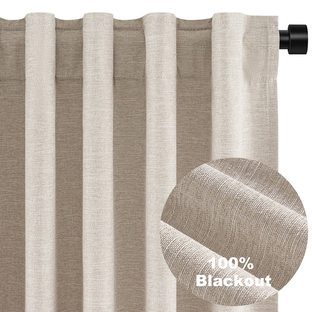 54 Inch Long Linen Blackout Tiers Curtains for Small Window Elegant Short Boho Farmhouse Curtain Drapes Bedroom