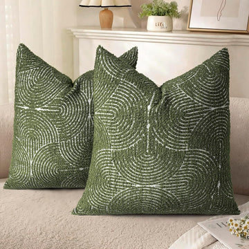Boho Decorative Textured Throw Pillow Covers 20x20, Modern Mid Century Rainbow Tufted Pillow Case, Farmhouse Rustic
